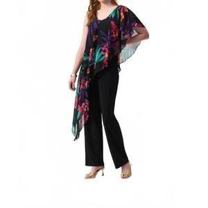 NEW JOSEPH RIBKOFF tropical chiffon overlay jumpsuit